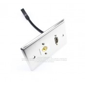 Placa Tapa HDMI 1.4 pigtail + Jack RCA Acero Inoxidable Grado Alimenticio